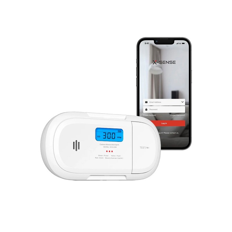 RIVELATORE X-SENSE DI GAS XC04-WX - STANDALONE, MONOSSIDO DI CARBONIO CO, WIFI, A BATTERIE, CICALINO 85 DB, GESTIBILE DA APP