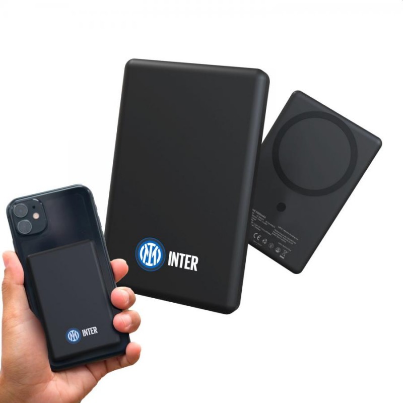 POWERBANK TECHMADE UFFICIALE INTER TM-WWQ73-INT - SLIM, WIRELESS, MAGNETICO, 5000MAH