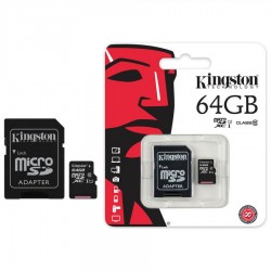 MEMORY CARD KINGSTON MICROSD SDCS/64 GB - ADATTATORE
