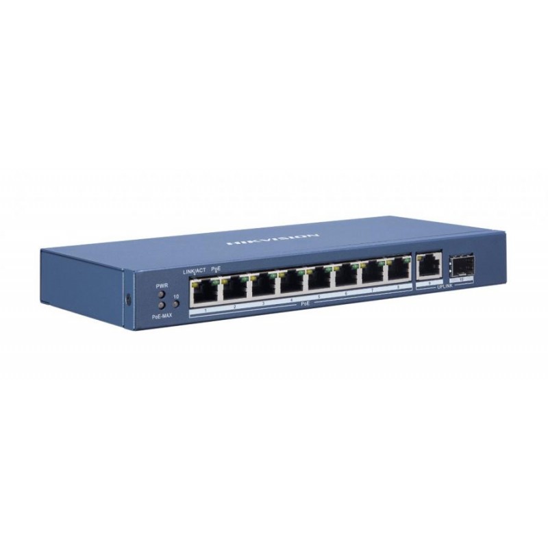 SWITCH POE HIKVISION DS-3E0510P-E/M - 8 PORTE POE + 1 UPLINK 10/100/1000 MBPS + 1 UPLINK SFP - 58W