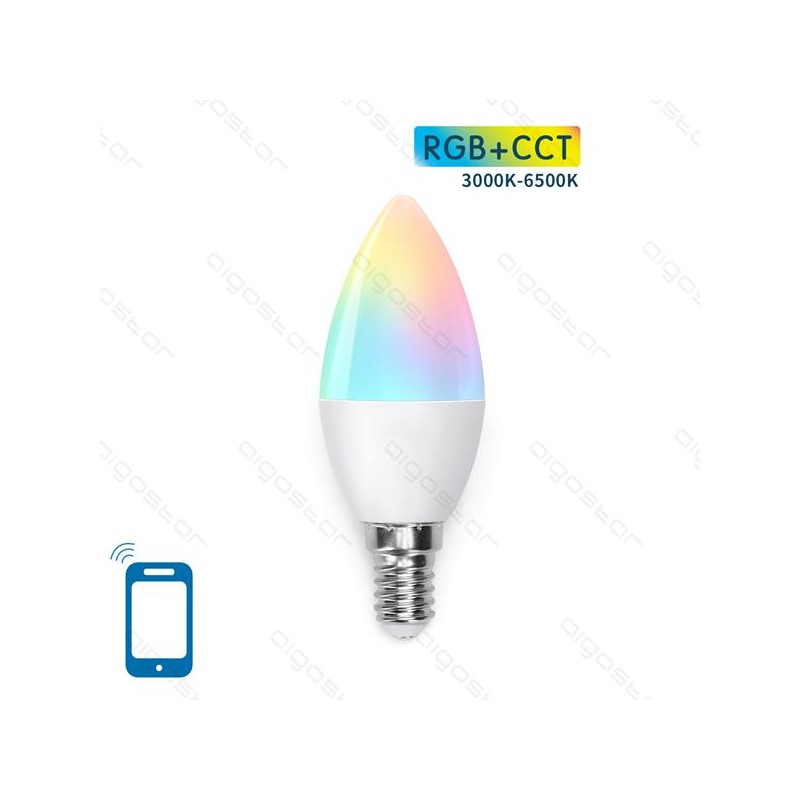 LAMPADINA AIGOSTAR SMART WIFI - LED 5W, C37, E14, RGB, CCT, COMPATIBILE CON ALEXA E GOOGLE HOME