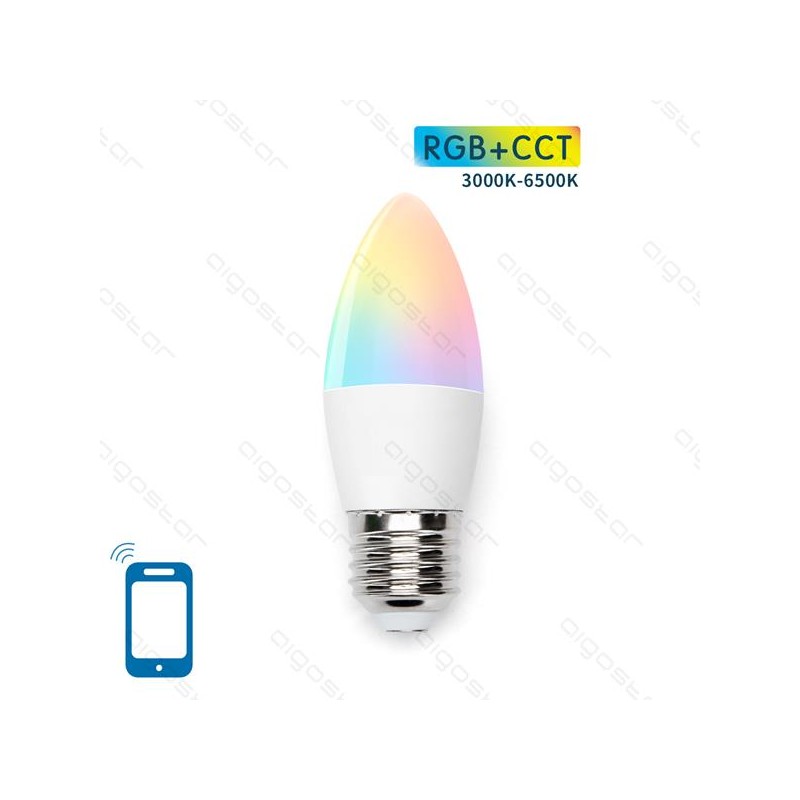 LAMPADINA AIGOSTAR SMART WIFI - LED 5W, C37, E27, RGB, CCT, COMPATIBILE CON ALEXA E GOOGLE HOME