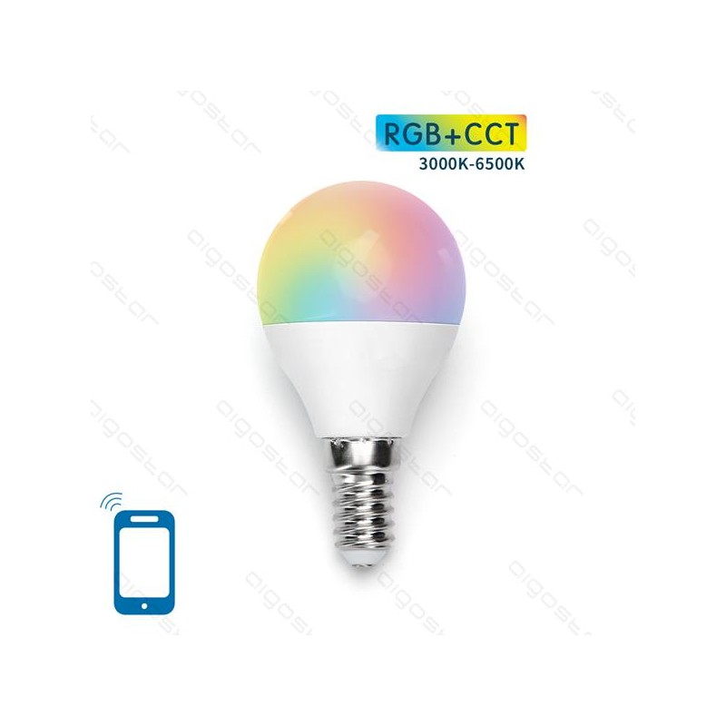 LAMPADINA AIGOSTAR SMART WIFI - LED 5W, G45, E14, RGB, CCT, COMPATIBILE CON ALEXA E GOOGLE HOME