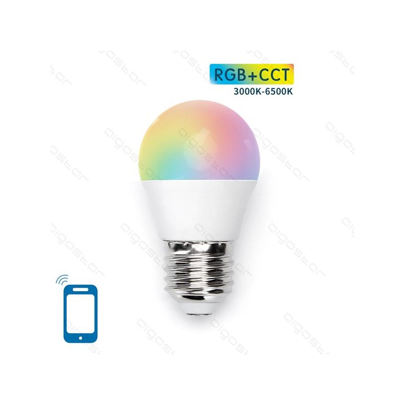 LAMPADINA AIGOSTAR SMART WIFI - LED 5W, G45, E27, RGB, CCT, COMPATIBILE CON ALEXA E GOOGLE HOME